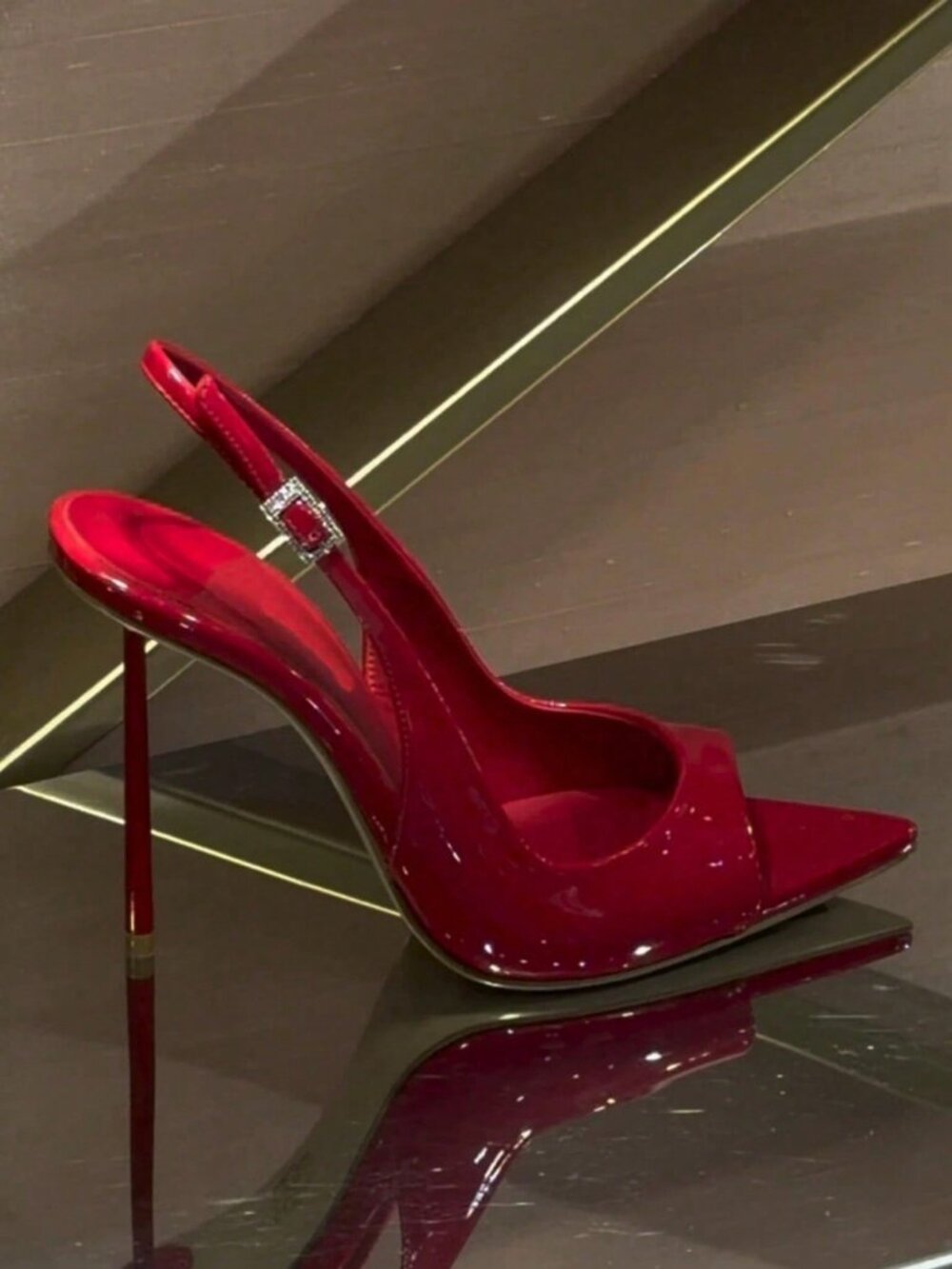 Red Women's Patent Leather Pointed Toe Stiletto High Heels